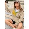 imageDokotoo Sweatshirt for Women Oversized Fuzzy Fleece Jacket Color Block Button Long Sleeve Pullover Sherpa Sweatshirts TopsKhaki