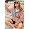 imageDokotoo Sweatshirt for Women Oversized Fuzzy Fleece Jacket Color Block Button Long Sleeve Pullover Sherpa Sweatshirts TopsPink