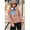 imageDokotoo Sweatshirt for Women Oversized Fuzzy Fleece Jacket Color Block Button Long Sleeve Pullover Sherpa Sweatshirts TopsPink