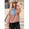imageDokotoo Sweatshirt for Women Oversized Fuzzy Fleece Jacket Color Block Button Long Sleeve Pullover Sherpa Sweatshirts TopsPink