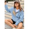 imageDokotoo Sweatshirt for Women Oversized Fuzzy Fleece Jacket Color Block Button Long Sleeve Pullover Sherpa Sweatshirts TopsSky Blue