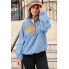 imageDokotoo Sweatshirt for Women Oversized Fuzzy Fleece Jacket Color Block Button Long Sleeve Pullover Sherpa Sweatshirts TopsSky Blue