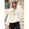 imageDokotoo Sweatshirt for Women Oversized Fuzzy Fleece Jacket Color Block Button Long Sleeve Pullover Sherpa Sweatshirts TopsWhite