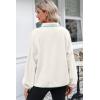 imageDokotoo Sweatshirt for Women Oversized Fuzzy Fleece Jacket Color Block Button Long Sleeve Pullover Sherpa Sweatshirts TopsWhite