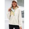 imageDokotoo Sweatshirt for Women Oversized Fuzzy Fleece Jacket Color Block Button Long Sleeve Pullover Sherpa Sweatshirts TopsWhite