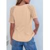 imageDokotoo Women Blouses Lace Tops for Women Trendy Summer Casual V Neck Short Sleeve ShirtsApricot