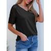imageDokotoo Women Blouses Lace Tops for Women Trendy Summer Casual V Neck Short Sleeve ShirtsBlack