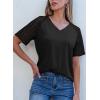 imageDokotoo Women Blouses Lace Tops for Women Trendy Summer Casual V Neck Short Sleeve ShirtsBlack