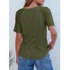 imageDokotoo Women Blouses Lace Tops for Women Trendy Summer Casual V Neck Short Sleeve ShirtsGuacamole Green