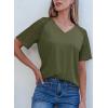 imageDokotoo Women Blouses Lace Tops for Women Trendy Summer Casual V Neck Short Sleeve ShirtsGuacamole Green