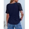 imageDokotoo Women Blouses Lace Tops for Women Trendy Summer Casual V Neck Short Sleeve ShirtsNavy Blue