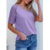imageDokotoo Women Blouses Lace Tops for Women Trendy Summer Casual V Neck Short Sleeve ShirtsPurple