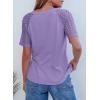imageDokotoo Women Blouses Lace Tops for Women Trendy Summer Casual V Neck Short Sleeve ShirtsPurple