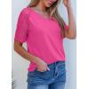 imageDokotoo Women Blouses Lace Tops for Women Trendy Summer Casual V Neck Short Sleeve ShirtsRose Red