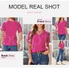 imageDokotoo Women Blouses Lace Tops for Women Trendy Summer Casual V Neck Short Sleeve ShirtsRose Red