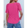 imageDokotoo Women Blouses Lace Tops for Women Trendy Summer Casual V Neck Short Sleeve ShirtsRose Red