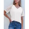 imageDokotoo Women Blouses Lace Tops for Women Trendy Summer Casual V Neck Short Sleeve ShirtsWhite