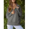 imageDokotoo Womens Casual Oversized Half Zip Sweatshirts Long Sleeve Solid Color Pullover Jackets with PocketsDark Grey