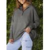 imageDokotoo Womens Casual Oversized Half Zip Sweatshirts Long Sleeve Solid Color Pullover Jackets with PocketsDark Grey