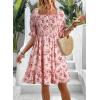 imageDokotoo Womens Casual Summer Dresses Short Sleeve Square Neck Smocked Boho Floral Sundress Flowy ALine Mini DressPink