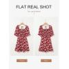 imageDokotoo Womens Casual Summer Dresses Short Sleeve Square Neck Smocked Boho Floral Sundress Flowy ALine Mini DressRed