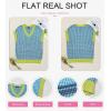 imageDokotoo Womens Casual Summer Tops V Neck Short Sleeve Plaid Knit Vest Loose Fit Pullover Sweaters BlousesBlue