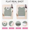 imageDokotoo Womens Casual Summer Tops V Neck Short Sleeve Plaid Knit Vest Loose Fit Pullover Sweaters BlousesGreen