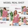 imageDokotoo Womens Casual Summer Tops V Neck Short Sleeve Plaid Knit Vest Loose Fit Pullover Sweaters BlousesRed