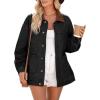 imageDokotoo Womens Denim Top Plus Size Denim Jacket for Women Contrast Collar Coat Button Up Tops Trucker JacketsBlack