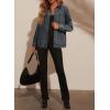 imageDokotoo Womens Denim Top Plus Size Denim Jacket for Women Contrast Collar Coat Button Up Tops Trucker JacketsDark Gray