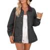 imageDokotoo Womens Denim Top Plus Size Denim Jacket for Women Contrast Collar Coat Button Up Tops Trucker JacketsDark Gray
