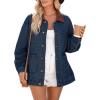 imageDokotoo Womens Denim Top Plus Size Denim Jacket for Women Contrast Collar Coat Button Up Tops Trucker JacketsDirty Blue