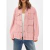 imageDokotoo Womens Denim Top Plus Size Denim Jacket for Women Contrast Collar Coat Button Up Tops Trucker JacketsPink