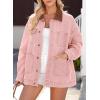 imageDokotoo Womens Denim Top Plus Size Denim Jacket for Women Contrast Collar Coat Button Up Tops Trucker JacketsPink
