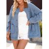 imageDokotoo Womens Denim Top Plus Size Denim Jacket for Women Contrast Collar Coat Button Up Tops Trucker JacketsSky Blue