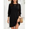 imageDokotoo Womens Dresses 2025 Spring 34 Sleeve Fashion Dresses Crewneck Casual Mini Dress with Pockets SXLBlack
