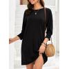 imageDokotoo Womens Dresses 2025 Spring 34 Sleeve Fashion Dresses Crewneck Casual Mini Dress with Pockets SXLBlack