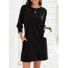 imageDokotoo Womens Dresses 2025 Spring 34 Sleeve Fashion Dresses Crewneck Casual Mini Dress with Pockets SXLBlack