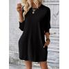 imageDokotoo Womens Dresses 2025 Spring 34 Sleeve Fashion Dresses Crewneck Casual Mini Dress with Pockets SXLBlack