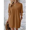 imageDokotoo Womens Dresses 2025 Spring 34 Sleeve Fashion Dresses Crewneck Casual Mini Dress with Pockets SXLChestnut