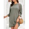 imageDokotoo Womens Dresses 2025 Spring 34 Sleeve Fashion Dresses Crewneck Casual Mini Dress with Pockets SXLPhilippine Gray