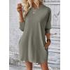 imageDokotoo Womens Dresses 2025 Spring 34 Sleeve Fashion Dresses Crewneck Casual Mini Dress with Pockets SXLPhilippine Gray