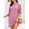 imageDokotoo Womens Dresses 2025 Spring 34 Sleeve Fashion Dresses Crewneck Casual Mini Dress with Pockets SXLPink
