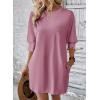 imageDokotoo Womens Dresses 2025 Spring 34 Sleeve Fashion Dresses Crewneck Casual Mini Dress with Pockets SXLPink