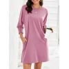 imageDokotoo Womens Dresses 2025 Spring 34 Sleeve Fashion Dresses Crewneck Casual Mini Dress with Pockets SXLPink