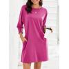 imageDokotoo Womens Dresses 2025 Spring 34 Sleeve Fashion Dresses Crewneck Casual Mini Dress with Pockets SXLRose Red