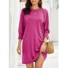 imageDokotoo Womens Dresses 2025 Spring 34 Sleeve Fashion Dresses Crewneck Casual Mini Dress with Pockets SXLRose Red