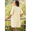 imageDokotoo Womens Dresses Summer V Neck Drawstring Embroidered Half Sleeve Mini Dress Boho Dresses for Women 2025 SundressesBeige