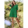 imageDokotoo Womens Dresses Summer V Neck Drawstring Embroidered Half Sleeve Mini Dress Boho Dresses for Women 2025 SundressesDark Green