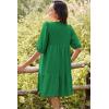 imageDokotoo Womens Dresses Summer V Neck Drawstring Embroidered Half Sleeve Mini Dress Boho Dresses for Women 2025 SundressesDark Green